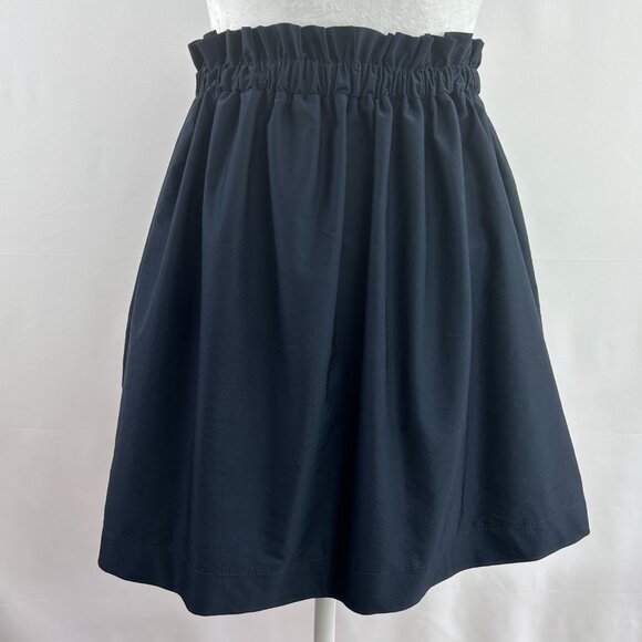 Zara Woman Festive Navy Satin-Finish Paperbag Skirt – X-Small XS - Picture 4 of 9